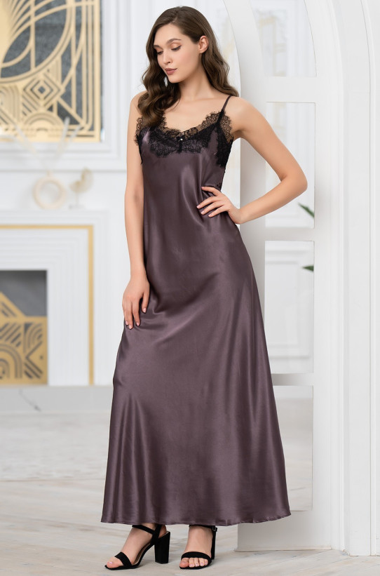 Длинная сорочка шелковая Mia-Amore "Windsor" 3888 баклажан