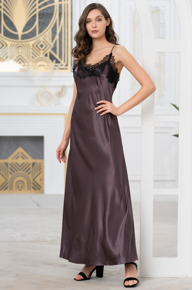 Длинная сорочка шелковая Mia-Amore "Windsor" 3888 баклажан