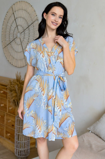 Халат запашной женский Palm Beach 1983 'Mia-Amore' - короткий, с карманами, из принтованной вискозы   