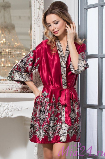 Халат женский шелковый Mia-Amore "Justin" 3143 бордовый