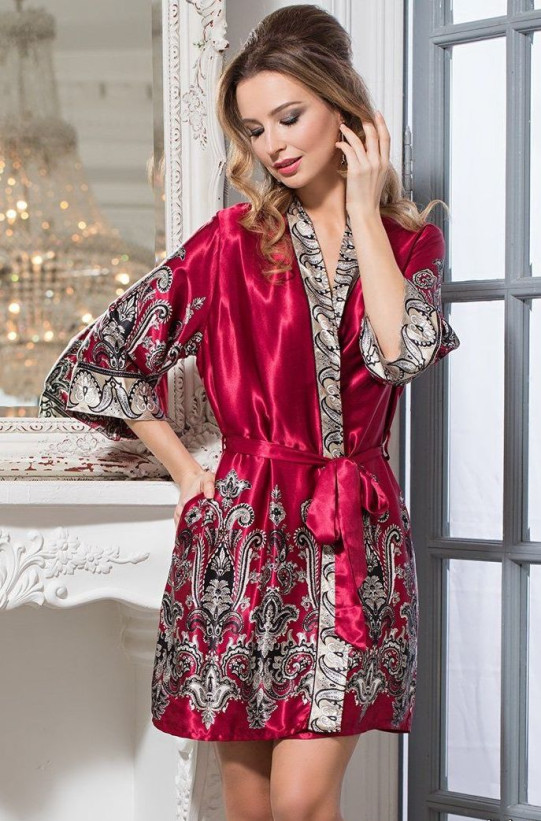 Халат женский шелковый Mia-Amore "Justin" 3143 бордовый