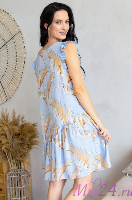 Туника женская Palm Beach 1981 'Mia-Amore' - короткая, с асимметричной оборкой и рюшами, из вискозы 