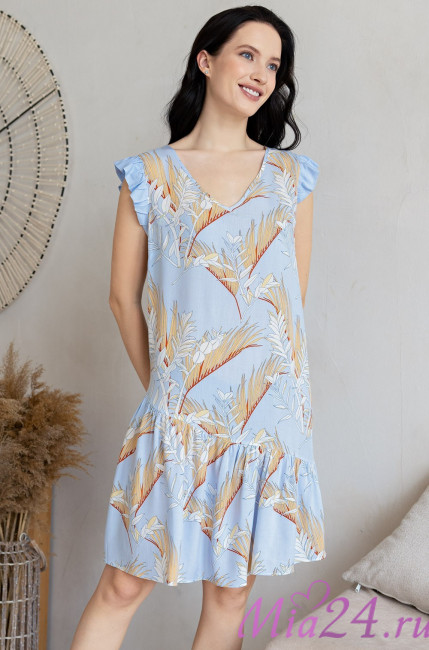 Туника женская Palm Beach 1981 'Mia-Amore' - короткая, с асимметричной оборкой и рюшами, из вискозы 