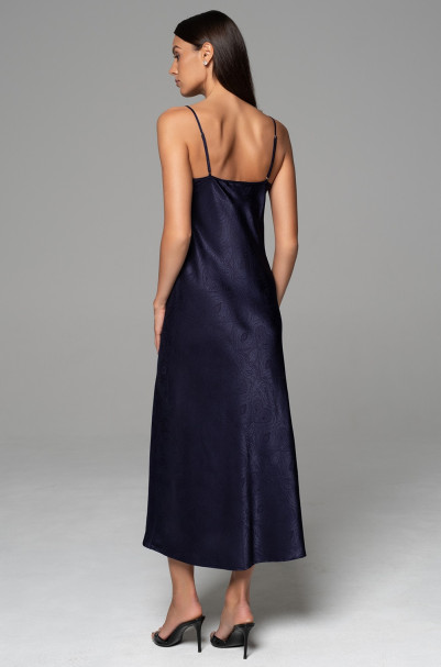 Сорочка длинная женская Anora 4804 'Mia-Amore' - на тонких бретелях, жаккард, цвет темно-синий