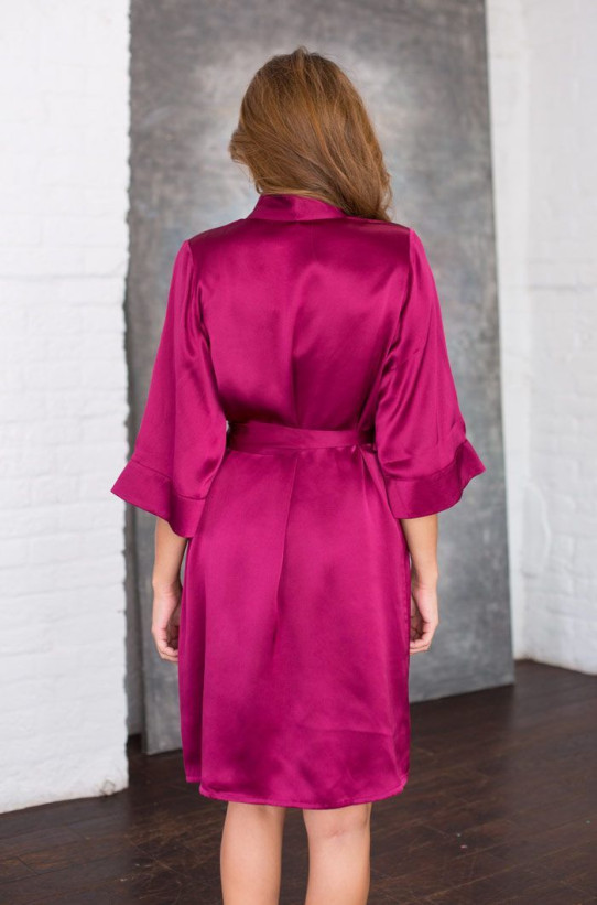 Халат женский шелковый Mia-Mia "Rosemary" 15143 вишневый