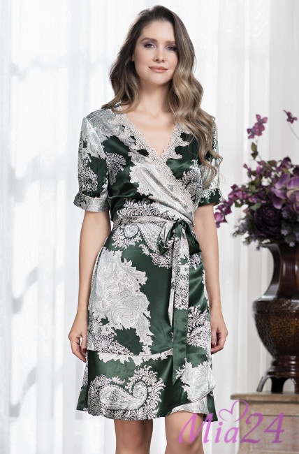 Халат шелковый с коротким рукавом Mia-Amore "Agata" 3703