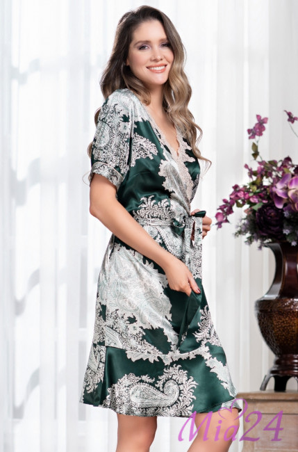 Халат шелковый с коротким рукавом Mia-Amore "Agata" 3703