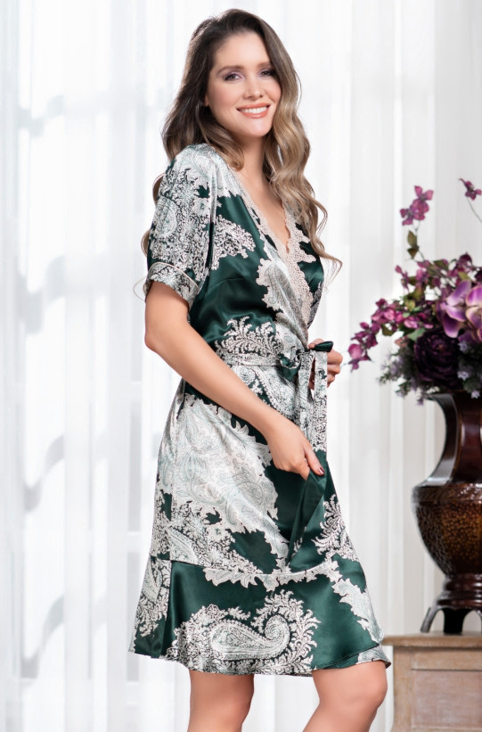 Халат шелковый с коротким рукавом Mia-Amore "Agata" 3703