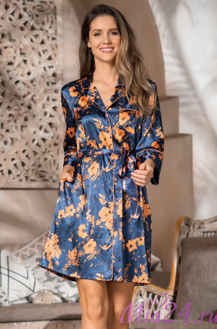 Халат шелковый на пуговицах Mia-Amore "Qiara" 3827