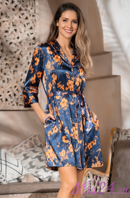 Халат шелковый на пуговицах Mia-Amore "Qiara" 3827