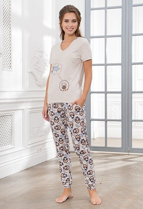 Комплект домашний женский "Cleo" 792 бежевый