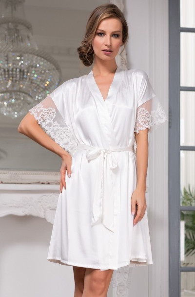 Халат женский шелковый Mia-Amore "White Swan" 3557 молочный