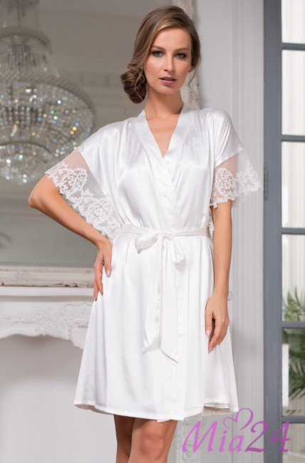 Халат женский шелковый Mia-Amore "White Swan" 3557 молочный