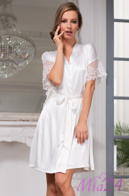 Халат женский шелковый Mia-Amore "White Swan" 3557 молочный
