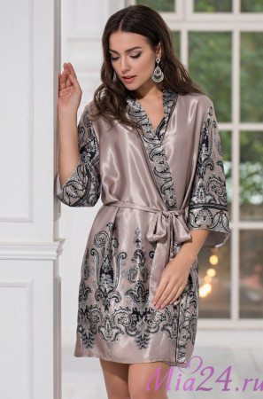 Халат женский шелковый Mia-Amore "Justin" 3143 бежевый