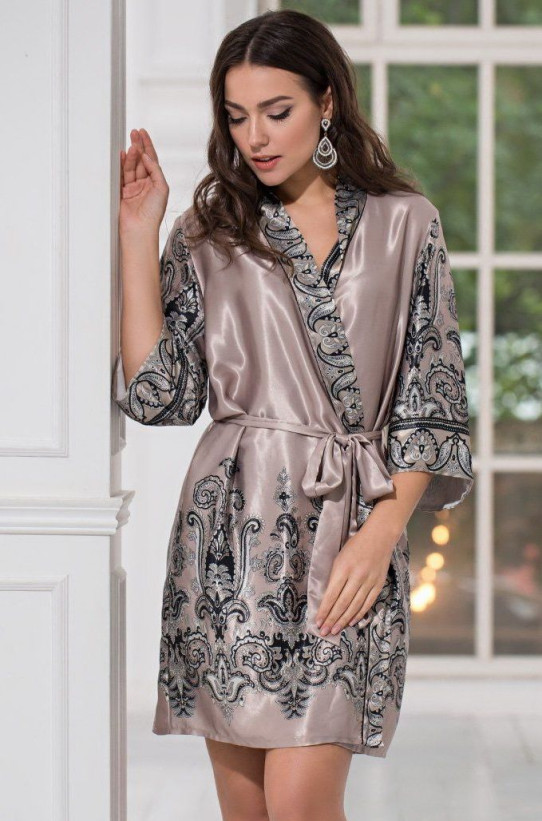 Халат женский шелковый Mia-Amore "Justin" 3143 бежевый