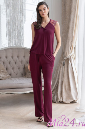 Комплект домашний женский с брюками Mia-Amore Nuar 6242 бордо