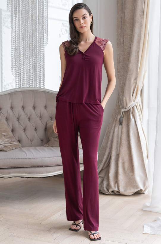 Комплект домашний женский с брюками Mia-Amore Nuar 6242 бордо