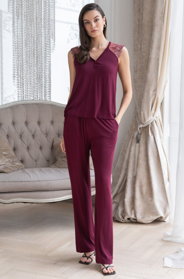 Комплект домашний женский с брюками Mia-Amore Nuar 6242 бордо
