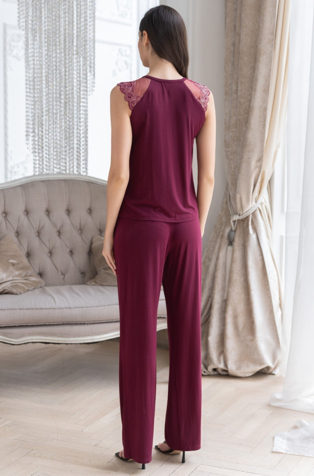 Комплект домашний женский с брюками Mia-Amore Nuar 6242 бордо