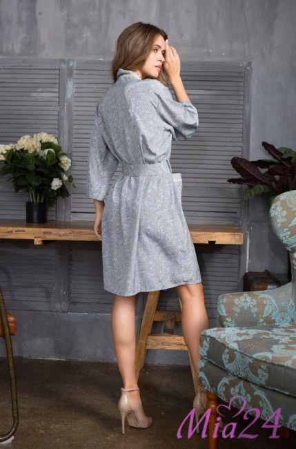 Халат женский из крепа Mia-Mia "Olivia" 17423 голубой Халат женский из крепа Mia-Mia "Olivia" 17423 голубой