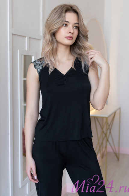 Комплект домашний женский с брюками Mia-Amore Nuar 6242 черный Комплект домашний женский с брюками Mia-Amore Nuar 6242 черный