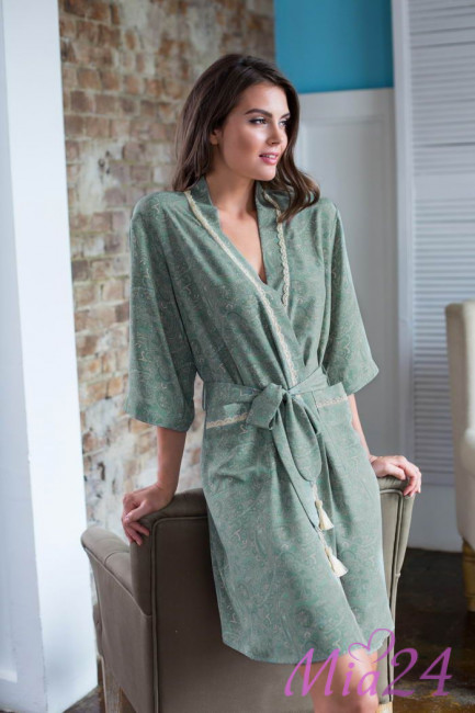 Халат женский из крепа Mia-Mia "Olivia" 17423 оливковый