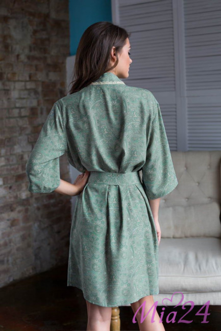 Халат женский из крепа Mia-Mia "Olivia" 17423 оливковый