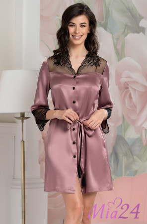Халат шелковый на пуговицах Mia-Amore "Olivia" 3647 античная роза