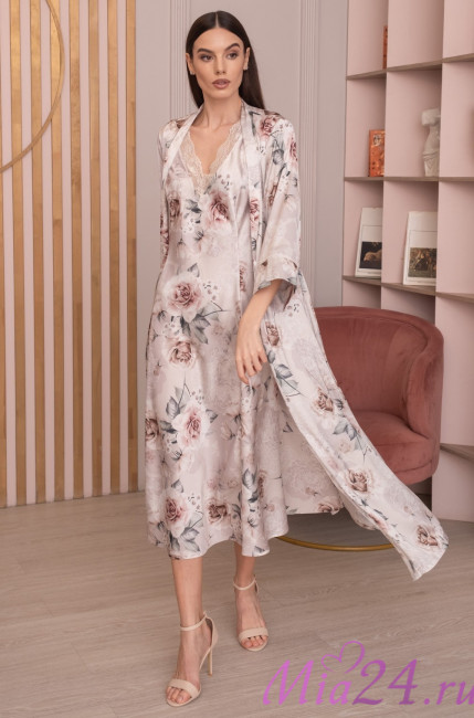 Халат женский длинный шелковый Mia-Amore "Clariss" 4169
