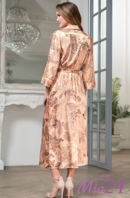 Халат длинный шелковый Mia-Amore "Letual" 3439 чайная роза Халат длинный шелковый Mia-Amore "Letual" 3439 чайная роза