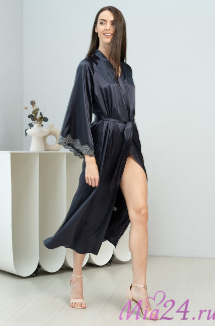 Халат женский длинный шелковый Mia-Amore "Emmanuelle" 4349