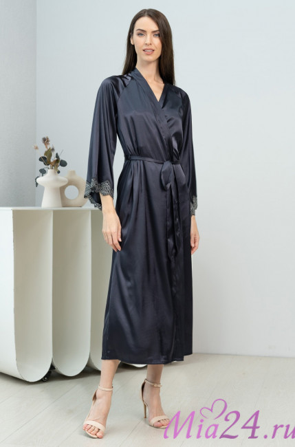 Халат женский длинный шелковый Mia-Amore "Emmanuelle" 4349